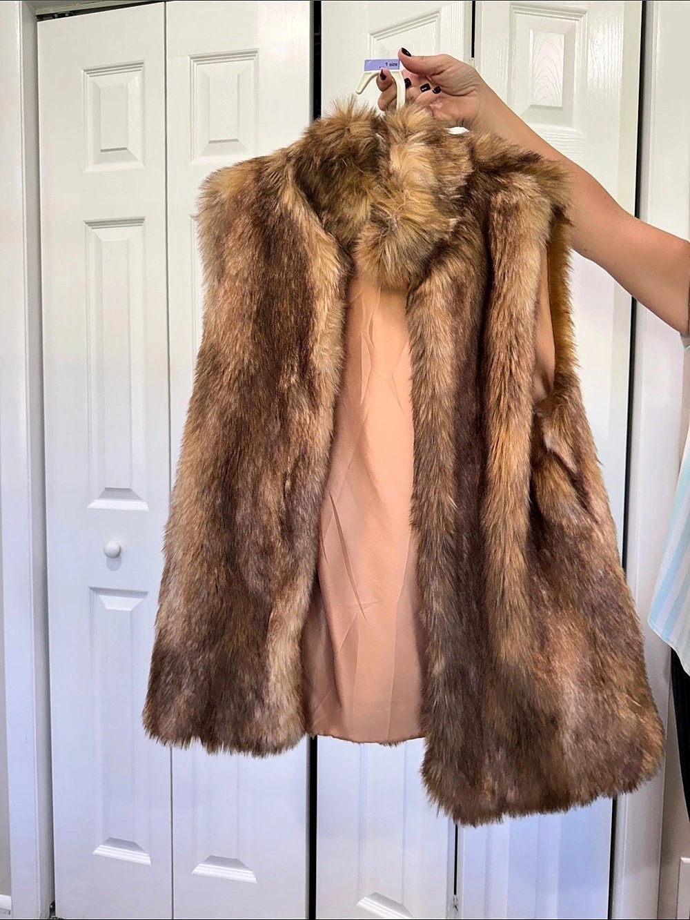 Brown Faux Fur Vest OSFM
